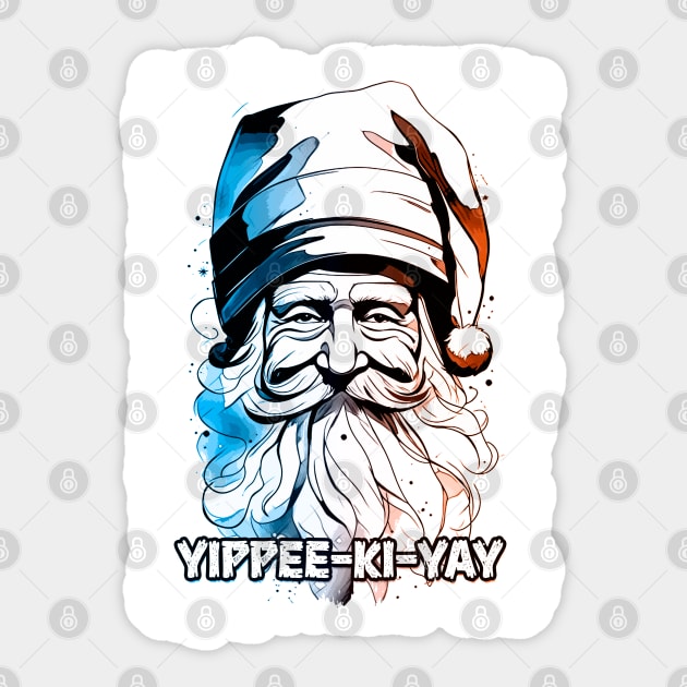 Yippee Ki Yay Funny Xmas Quotes Pop Culture Santa Claus Illustration Sticker by Naumovski